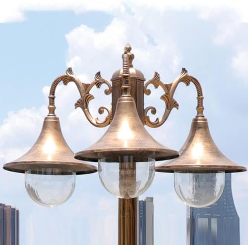 iumLeap Outdoor Lamp Post Light, 3-Head Garden Path Pillar Lamp, Aluminum Led Lantern Courtyard Bollard Path Lamp, Ip65 Waterproof Street Light,E27(Bronze-225CM88.5in)