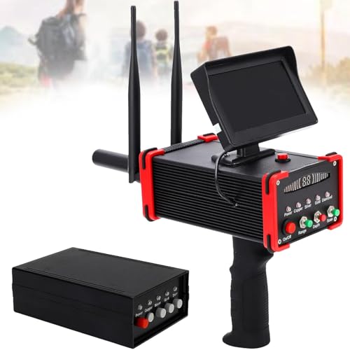 Underground Metal Detector Treasure Hunter Find Gold Silver Copper Diamond Digger Archaeological Prospecting Machine Scanner High-Precision,for Exploration Hiking,Yellow (Red)