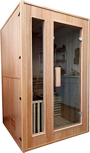 MCP Sauna Canadian Hemlock Wood Traditional Swedish Indoor Sauna Spa 48" 1-2 Person 6KW Heater
