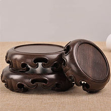 YYBOES Potted Plant Standing Supports Round Carved Base Wooden Vase Base Wooden Bracket for Flowerpot Teapot Statue Base Bonsai Base Display Stand Plant Container Base
