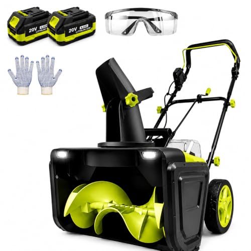 Cordless Snow Blower, 40V 20-Inch Brushless Snow Thrower 2 Batteries