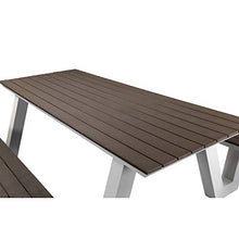 Pangea Home Lukas Picnic Table, White Frame and Grey Polyresin