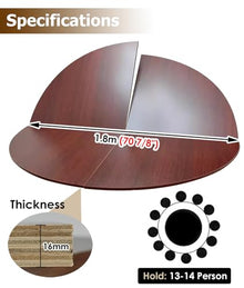 Round Folding Patio Table - Thick Top Extender, 130cm(180 cm/70 inch)