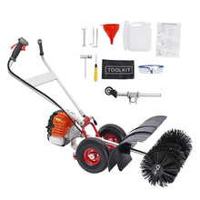 52CC 2.5HP Gas Powered Walk-Behind Sweeper, 2-Stroke Single Cylinder Artificial Grass Brush for Driveway, Turf & Snow Cleaning, 8500-10500 RPM Commercial Grade Broom