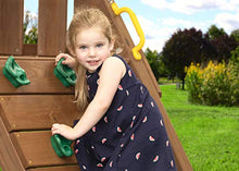 Creative Playthings LTD. Northbridge Pack 4 Wooden Swing Set with Climbing Wall, Swings & Slide, Yellow