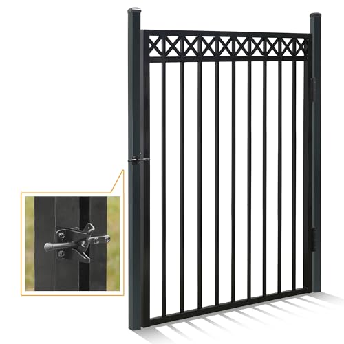 Fencer Wire Heavy Duty Flat Top X-Pattern Decorative Fence Gate Black 5FT x 4FT