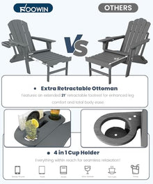 FOOWIN Folding Adjustable Adirondack Chair with Ottoman Set of 4