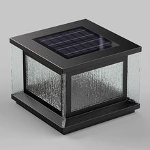 Outdoor Wall Lights Solar Pillar Light Outdoor Column Light Modern Landscape Column Lamp Square Ripple Glass Waterproof Post Light for Garden Yard Porch Walkway Waterproof Pillar Lamp(30cm/11.8in)