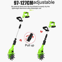 UWYTGF Garden Tiller,Cordless Electric Tiller & Rotavator, Wireless Electric Tiller/Cultivator, 25Cm Tilling Depth, Adjustable Handle, Portable Scarifier Tillers, Ideal Cultivator