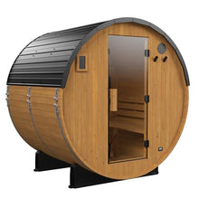Backyard Discovery Paxton 2-4 Person Traditional Cedar Outdoor Barrel Sauna with Electric Sauna Heater, Glass Door, Sauna Rocks, Dry Heat, Steam Sauna, LED Lights, Wi-Fi Panel, Sauna Accessories