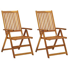 KKgypkn Garden Reclining Chair Set of 2 with Red Cushions and Brown Solid Acacia Wood Frame, Durable Outdoor Seating for Patio, Balcony, Multi-Position Backrest, Weather-Resistant