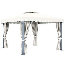 HKTMGDNG 9.8x9.8 Aluminum Gazebo Canopy with Curtains Cream White