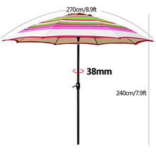 ARGENTFLUX 9ft/2.7m Garden Parasol Umbrella with Tilt and Crank 8 Sturdy Ribs, Outdoor Patio Sun Shade Umbrella