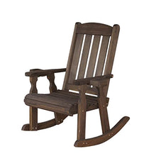Amish Casual Heavy Duty 600 Lb Mission Pressure Treated Rocking Chair with Cupholders (Dark Walnut Stain)