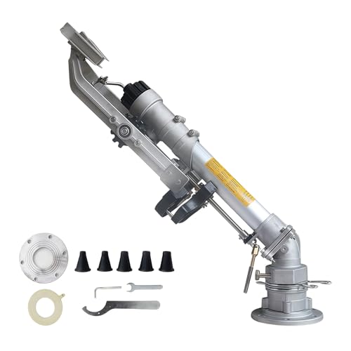 BANGBANGJI Adjustable Farm Irrigation Spray Gun, 360° Fully Rotating Impulse Impact Sprinkler, with Nozzle Set, Large Area Irrigation, for Agricultural & Industrial Use Model65+1.5mBracket
