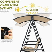 BENGAOTH-O Outdoor Benches, Outdoor Swing Weather Resistant Porch Swing Adjustable Canopy Steel Frame Outdoor Modern Canopy Swing Handrail,for Patio,Park,Lawn(Coffee)