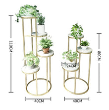 ZOCWJK Plant standIndoor Flower Rack Matal Indoor Flower Stand Multilayer Flower Pot Rack Living Room Balcony Easy Landing Flower Shelf Display Stand,Gold-40 * 40 * 80cm