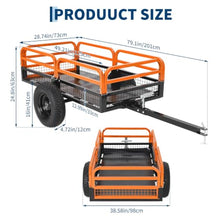 Heavy Duty Utility Trailer, 1500 LB Capacity, 15 Cu.Ft ATV Trailer Pull Behind with Removable Sides & All Terrain Tires, Lawn Tractor Dump Cart for Garden Yard, Orange