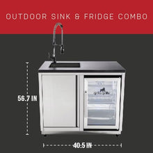 GRILLA Outdoor Kitchen Sink and Refrigerator Combo with Flexible Faucet, Beverage Cooler, For Outdoor Cooking and Grilling