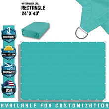 TANG 24' x 40' Waterproof Shade Cloth with Grommets, Sun Shade Sail Rectangle Straight Side, 260 GSM UV Block Fabric Patio Canopy for Deck Carport Backyard Pergola Cover, Turquoise