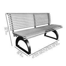 HYgloF Patio Benches Park Outdoor Bench, Stainless Steel Double Chair, Garden Patio Lounge Backrest Seat Garden Bench(Large)