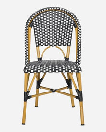Safavieh Home Collection Hooper Indoor-Outdoor Stacking Side Chairs | Black, White Light Brown | Set of 2