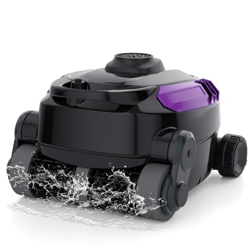 Cordless Robotic Pool Cleaner, Wall Climbing, Extended Battery Life, 0.28 Cu Ft Large Capacity, Advanced Dual-Motor, X3 Auto Pool Vacuum for Inground & Above Ground Pools Up to 1615 Sq.Ft, Purple