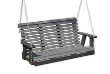 Poly Lumber Wood 4FT Porch Swing Amish Craftsmandship Made in USA HDPE with No wood fibers and 1000 lbs Limit. Stainless Steel Hardware.Signature Rollback design for Patio Outdoor Backyard Garden Park