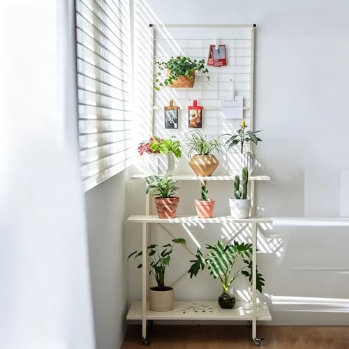 Hanging Plant Stand With Trellis & Hanging Bar Indoor Plant Display Shelf