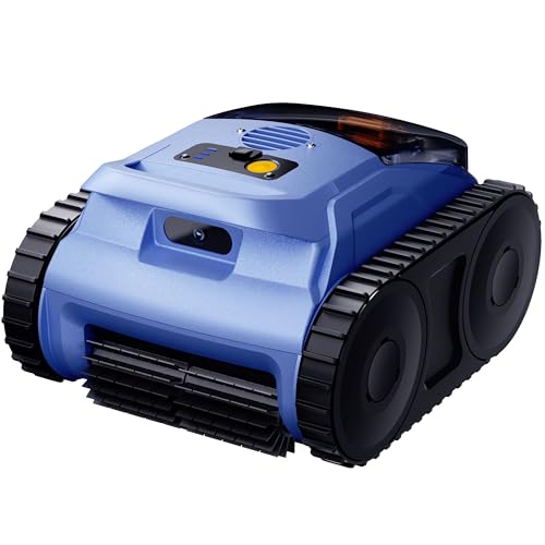 Cordless Robotic Pool Vacuum, Pool Cleaner with Track Drive & Sonar, 180W Brushless Motor, Wall & Waterline Climbing, 150-Min Inground & Above-Ground Pools up to 2150 Sq. Ft.