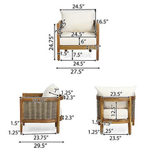 Christopher Knight Home Burchett Outdoor 4pc Chat Set Acacia Wood Wicker Teak Finish Mixed Brown Beige