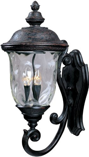 Maxim Lighting Carriage House 3-Light Outdoor Wall Lantern | Oriental Bronze Finish | Water Glass Shade | Early American Outdoor Wall Lantern for Front Doors and Entryways | 3424WGOB