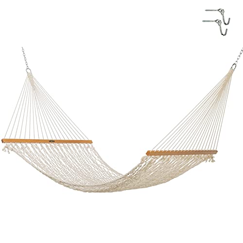 Original Pawleys Island 15OC Presidential Original Cotton Rope Hammock with Free Extension Chains & Tree Hooks, Handcrafted in The USA, Accommodates 2 People, 450 LB Weight Capacity, 13 ft. x 65 in.