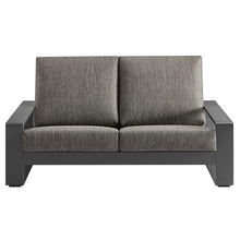Modway Lirienne Aluminum Outdoor Loveseat in Smoke Gray - Weather-Resistant Modern 2-Seater Patio Couch with Removable Cushions