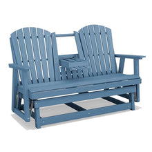 SERWALL 3 Person Glider Bench with iPad Placement and Cup Holder,Navy