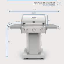Kenmore 3-Burner Outdoor BBQ Grill | Liquid Propane Barbecue Gas Grill with Folding Sides, PG-A4030400LD-PE, Pedestal Grill with Wheels, 30000 BTU, Pearl White
