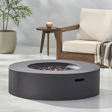 YOPTO Outdoor Lightweight Concrete Circular Propane Fire Pit,Fireplace 50,000 BTU,Providing Light and Warmth,Firepit Patio Heater for Garden Backyard Deck,Rain Cover,Dark Grey