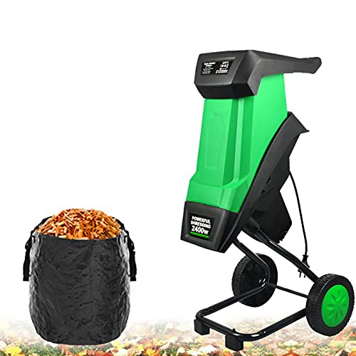 YXCUSAM Garden Branch Chipper, 2400W Electric Wood Chipper with 50L Collection Bag, Suitable for Garden, Backyard