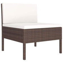 LDEWOAMEG 9 Piece Patio Lounge Set with Cushions PE Rattan Brown