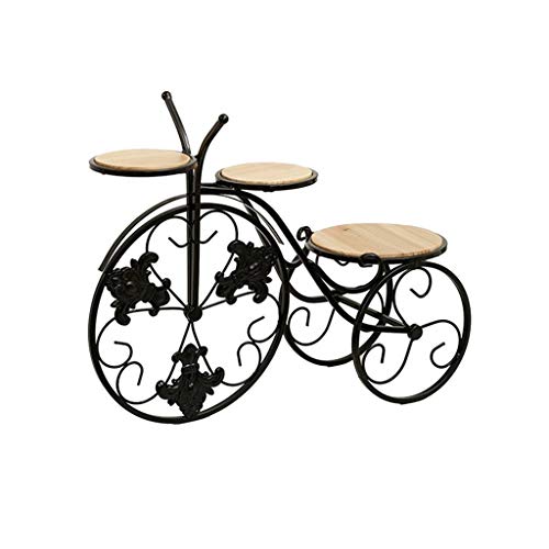 iumLeap Retro Iron Flower Pot Holder Display Tricycle Planter Stand Home Garden Decor
