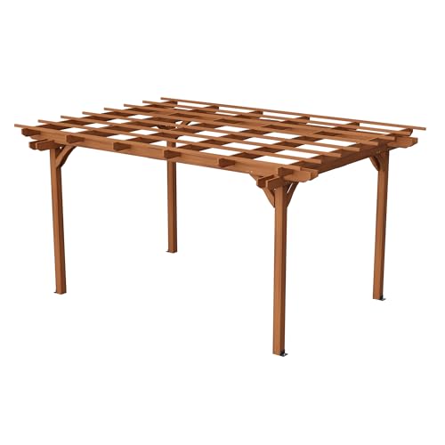 12x10FT Heavy Duty Wooden Outdoor Pergola for Patio Backyard Garden Brown