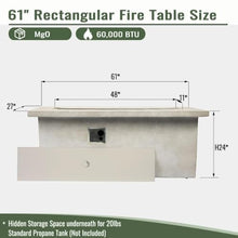 60" Outdoor Propane Fire Pit Table, Rectangular Concrete Gas Fire Pit with 60,000 BTU Heating, Hidden Tank Storage, Electronic Ignition, Lava Rocks & Cover for Patio Backyard Deck Garden, Dark Grey