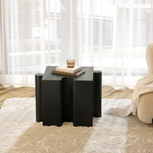 roomfitters 3-Piece Artistic Puzzle Table Set, Interlocking Modular MGO Side Tables (2 Convex & 1 Concave), Black