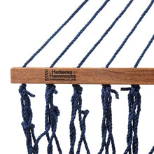 Hatteras Hammocks Deluxe Navy Duracord Rope Hammock with Free Extension Chains & Tree Hooks, Handcrafted in The USA, 450 LB Weight Capacity, 13 ft. x 60 in