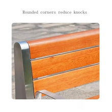 yinxx240708 Heavy-Duty Outdoor Benchs Stainless Steel Frame Wooden Bench, Outdoor Park Backrest Chair Garden Patio Leisure Seating Slatted Seat for Park, Yard & Porch(Large)