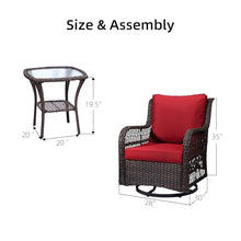 IDEALHOUSE 2024 Patio Furniture Bistro Set 3-Piece Swivel Rocking Wicker Chairs Red
