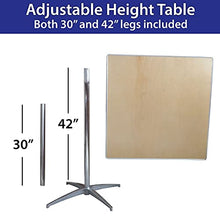 TentandTable 36 Inch Adjustable Height Square Cocktail Bistro Table, 1 Pack
