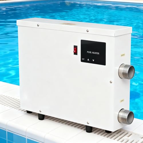 aromaoveite Stainless Steel Pool and Spa Heater, 5.5kw/9kw/11kw/15kw Electric Pool Heater Thermostat with Touch Screen, Suitable for Swimming Pools, Spas, and Bathtubs. 9kw