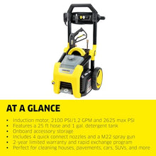 Kärcher Pressure Washer K2100PS, CETA Certified, 3 Spray Nozzles, Detergent Tank, for Cars, Driveways, Siding, Patios, 1.2 GPM