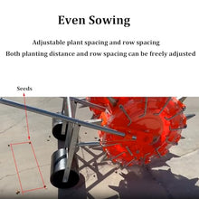 Large Double Wheel Corn Planter, Soybean Hand Seed Spreader, Adjustable Plant Spacing/Depth, Row Spacing, Includes 8 Seed Wheels for Planting Peanuts/Corn/Soybeans/Broad Beans/Rice/Wheat(12-Nozzle)